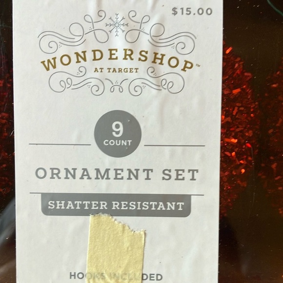 Wondershop: 9 Red Glitter Ornament Set - Picture 2 of 11